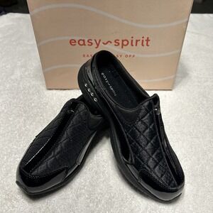 Women's Easy Spirit Traveltime Black Patent Comfort slip on shoes Sz 7W NIB